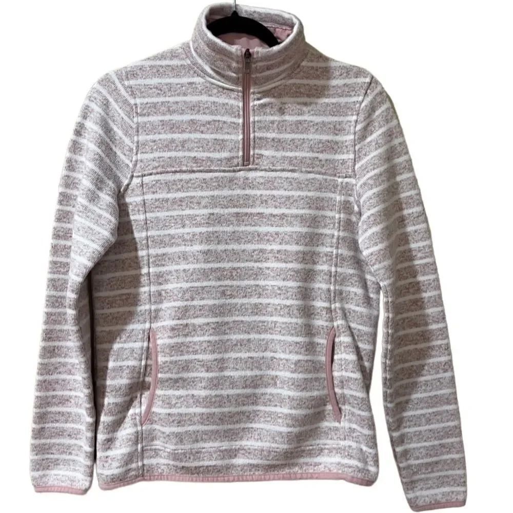 THREAD & SUPPLY Long Sleeve Quarter Zip Striped Pullover Pink Cream Size Small